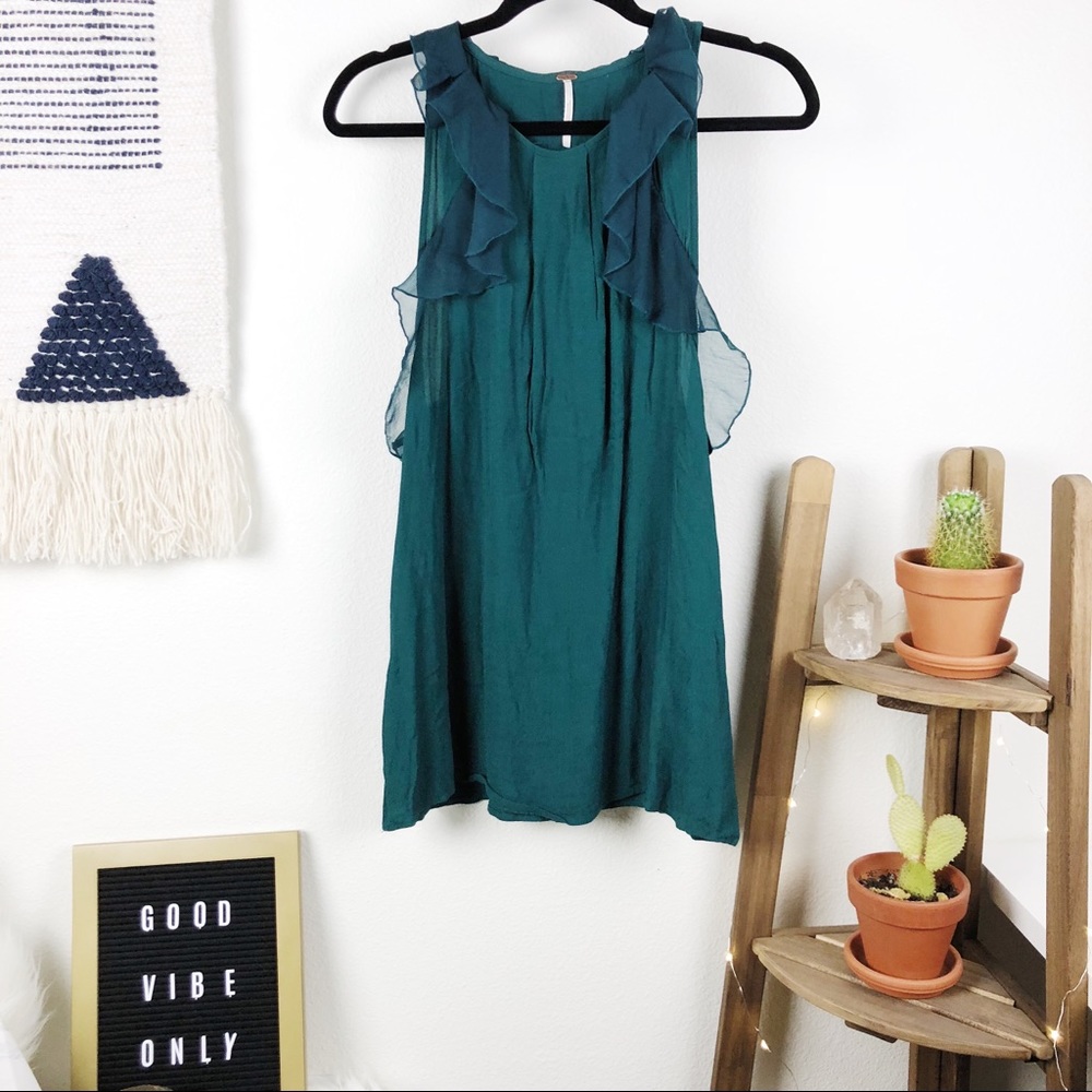 FREE PEOPLE • Emerald Green Frills Dress
